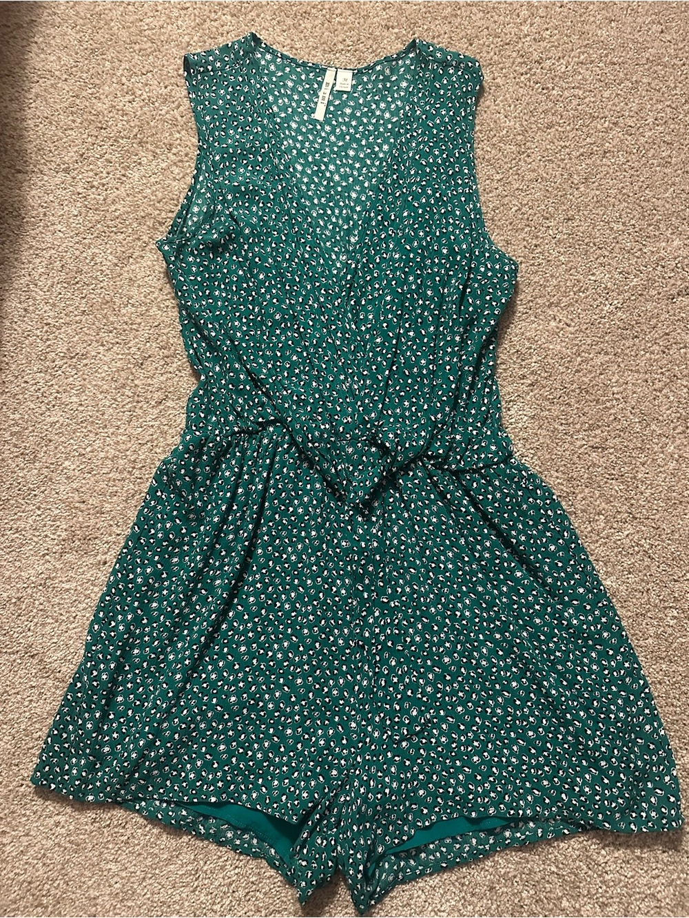 miami Teal Floral Print Sleeveless Romper